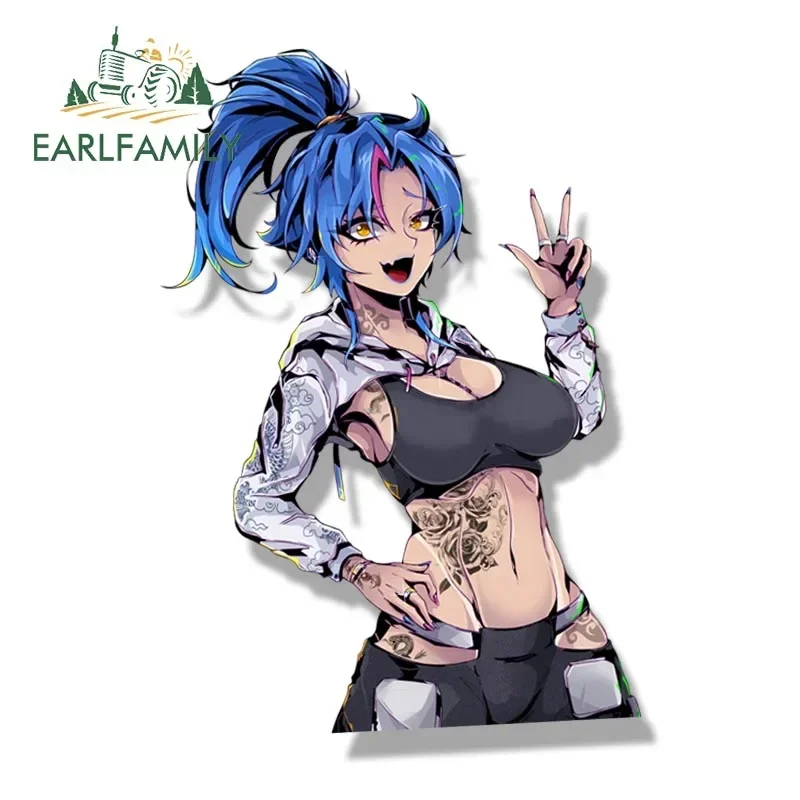 EARLFAMILY Streetwear Tattoo ZOEY Fanart Car Sticker Original Cartoon Girl Peeker Decal JDM Racing Graffiti Chibi Waifu Stickers