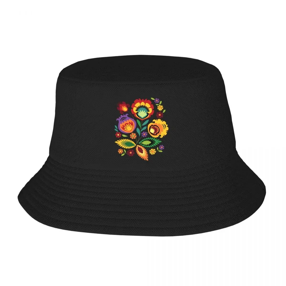 

Custom Polish Folk Flowers Bucket Hat Women Men Poland Floral Art Outdoor Sun Summer Camping Cap