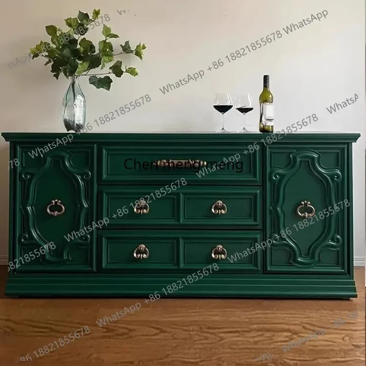 French solid wood old retro side cabinet simple modern locker hand-carved multi-function R