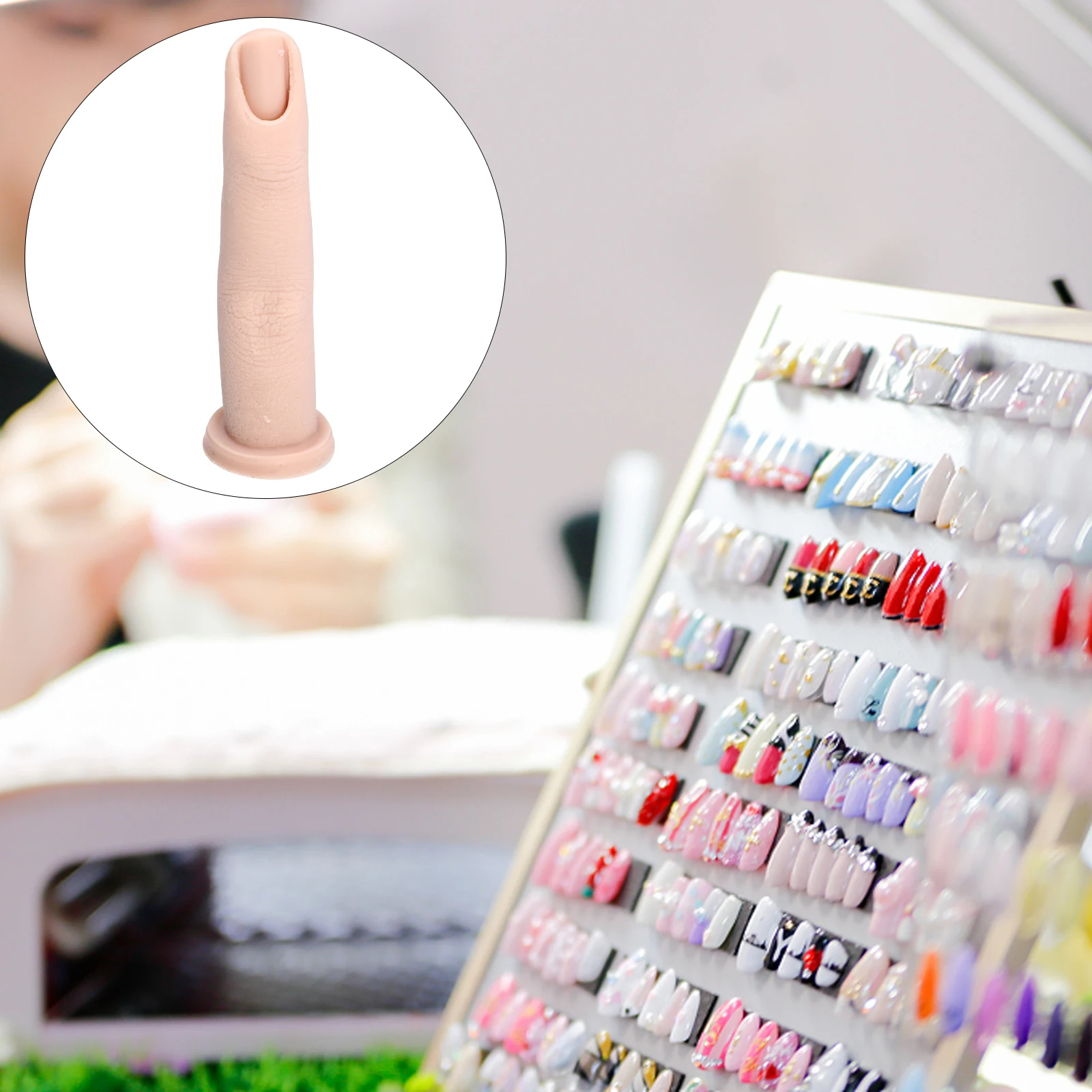 

Silicone Nail Art Finger Model Fake Hand Practice Artificial Manicure Supplies Durable Lifelike Long Term Use Color Not Peel Off