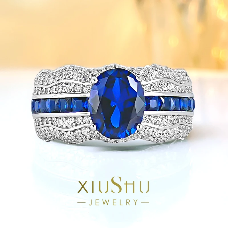 Fashionable, Luxurious, and High-end Egg Shaped 925 Sterling Silver Ring Inlaid with Versatile Temperament for Niche Women