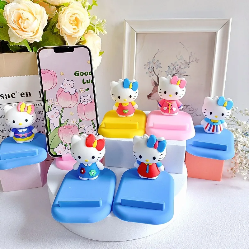 Hello Kitty Sanrio Anime Figure Mobile Phone Stand Kawaii Cartoon Lovely Phone Holder Birthday Xmas Gifts for Girls