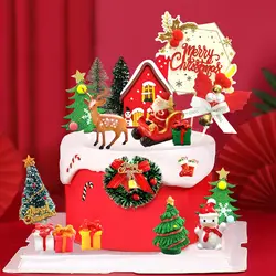 Merry Christmas Cake Decorations Christmas Cupcake Toppers with Craft Christmas Tree Mini Santa Snowman Cake Decorations