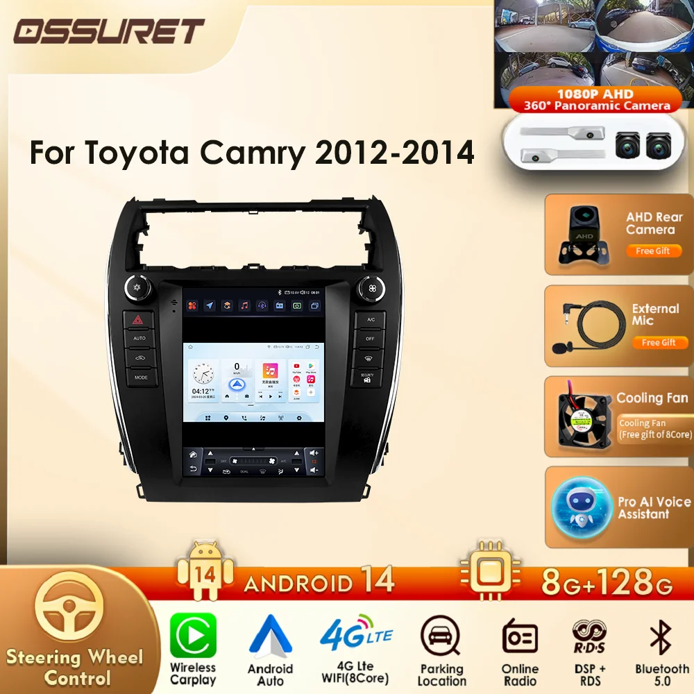 4G LTE Octa Core 2 Din 9.7 Android 14 Sistemi intelligenti per auto per Toyota Camry 2012-2014 Supporto Wireless Carplay Android Auto