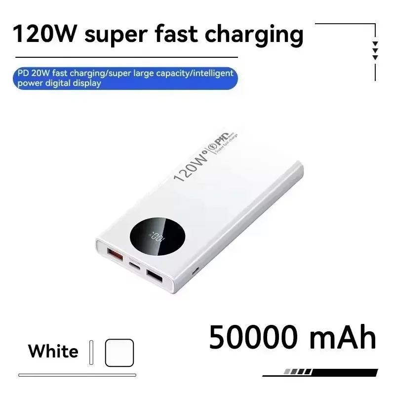 Lenovo 500000mAh Power Bank 120W Superschnelles Laden PD20W Dual Way Digital Display Flugzeugsicher CCC Für iPhone Samsung Xiaomi