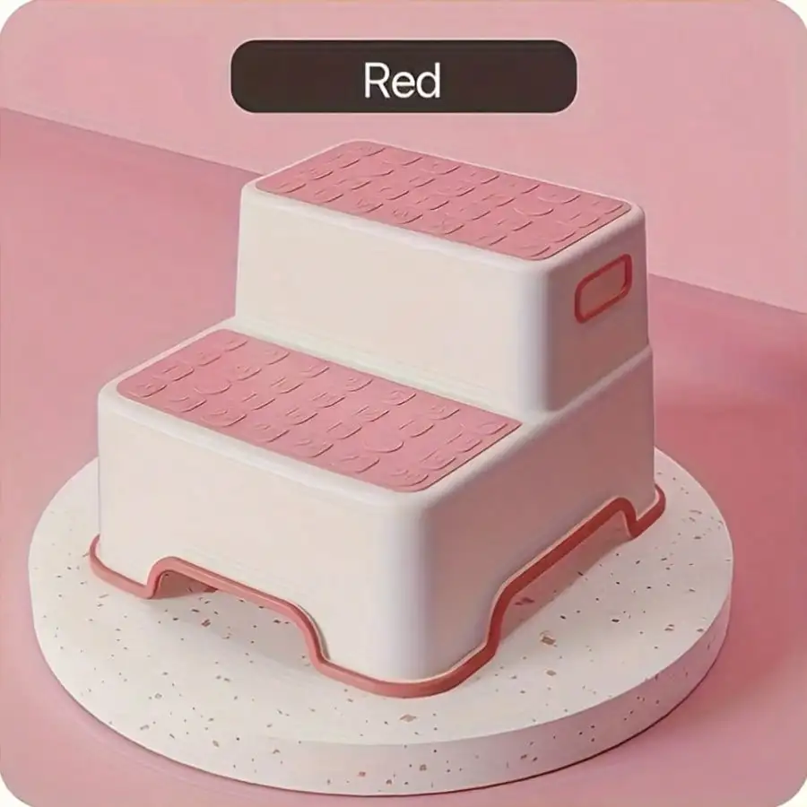 1PC 2-Step Bathroom Footstool - Anti-Slip Cushioned Seat, Sturdy, For Bathroom(Toilet/Washbasin)/Living Room/Bedroom, Home Use