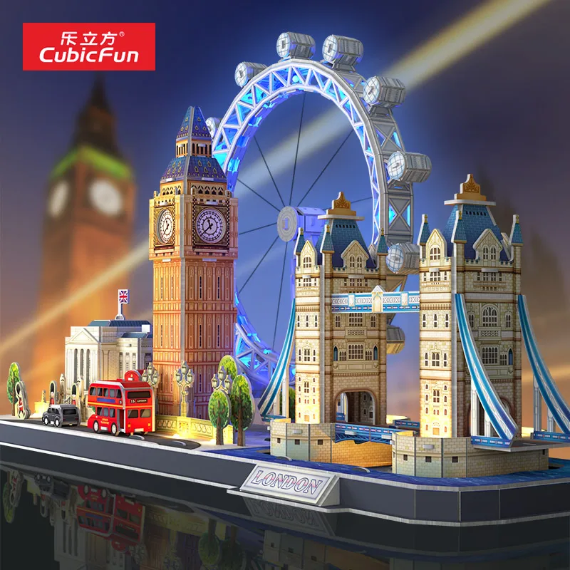 3D Three-dimensional Puzzle London Paris City Building Model Tide Play Ornament Handmade DIY Birthday Gift