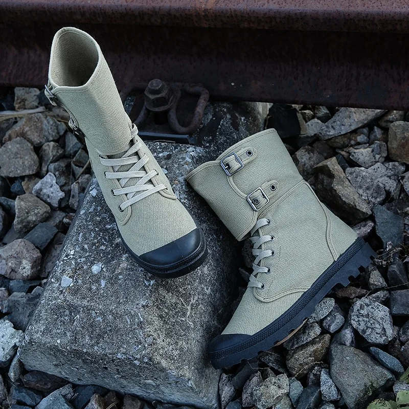 Classical Men Desert Boots Canvas Mens Working Safty Shoes High Top Tooling Boots Men\'s Ankle Boots Fashion botas masculino