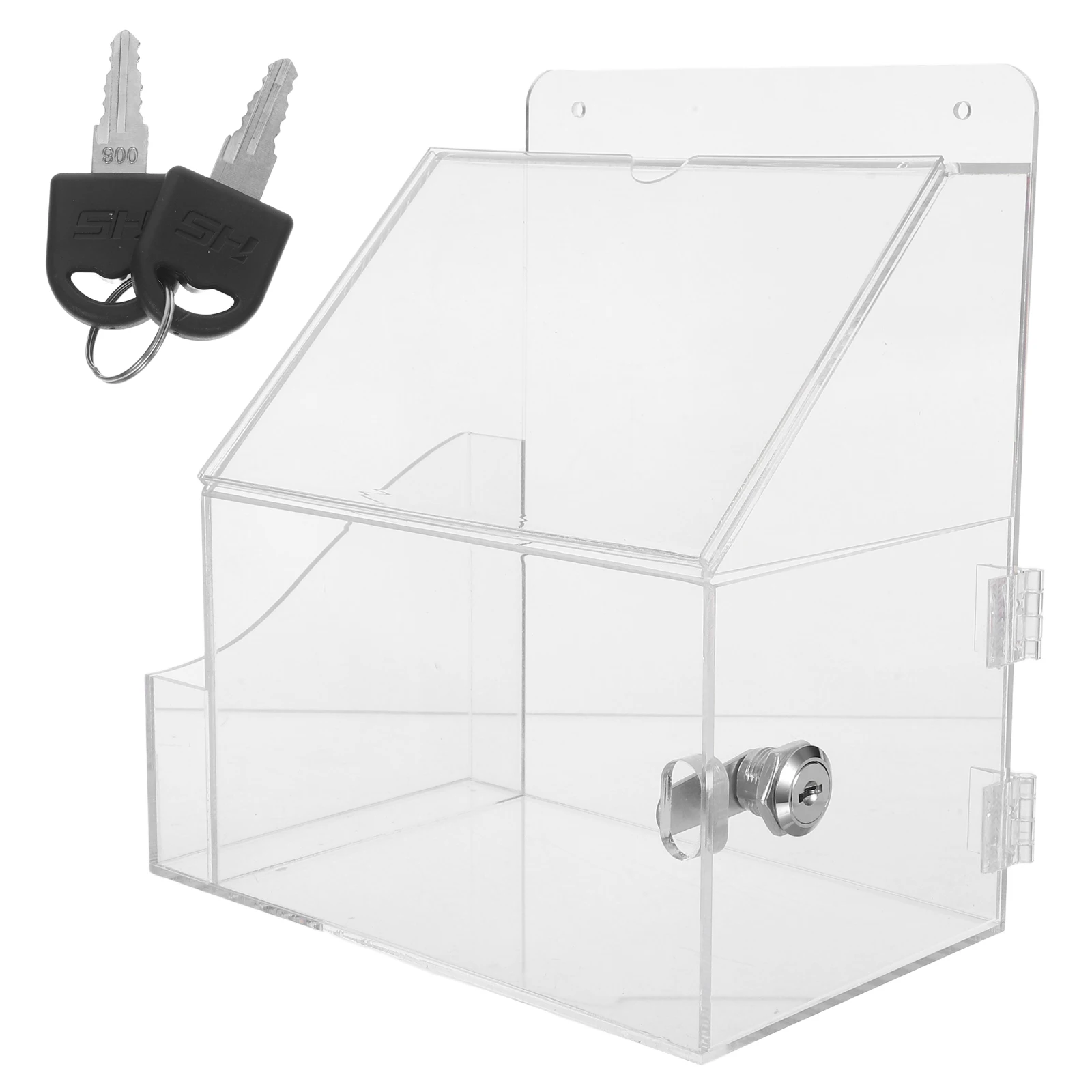 

Clear Acrylic Transparent Ballot Donation Fundraising Voting Suggestion Container Lock Sign Holder Compact Size Charity