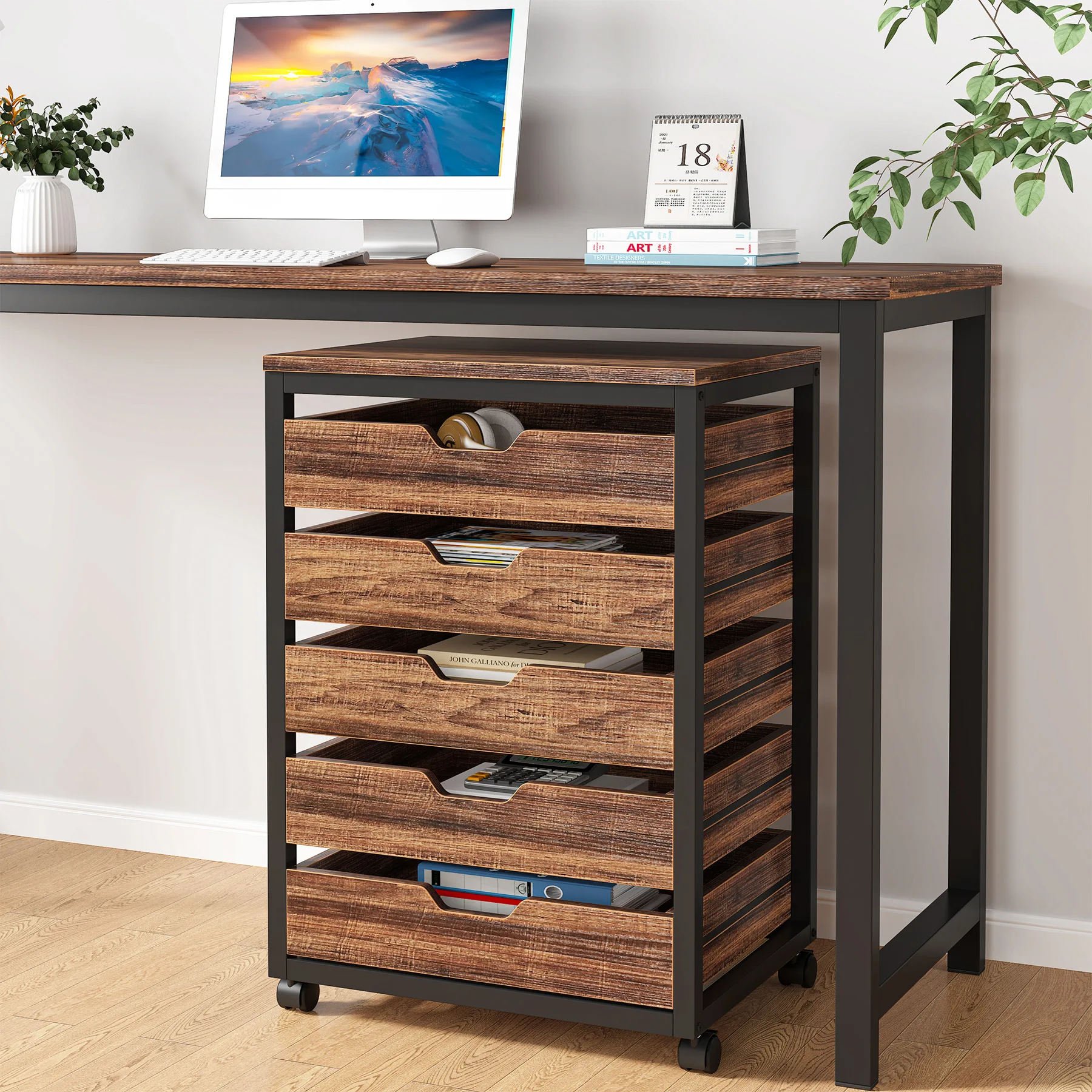 국경 간 다층 선반 가정용 트롤리 서랍형 식사용 주방 수납 랙