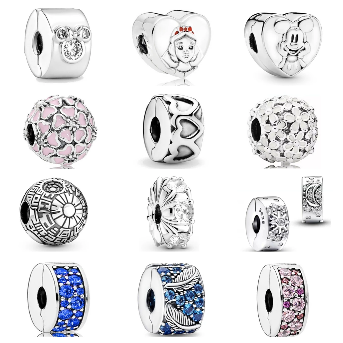 2023 925 Sterling Silver Flower Sun Round Clip Charms Beads fit Original Pandora Bracelet For Women DIY Fashion Jewelry Making