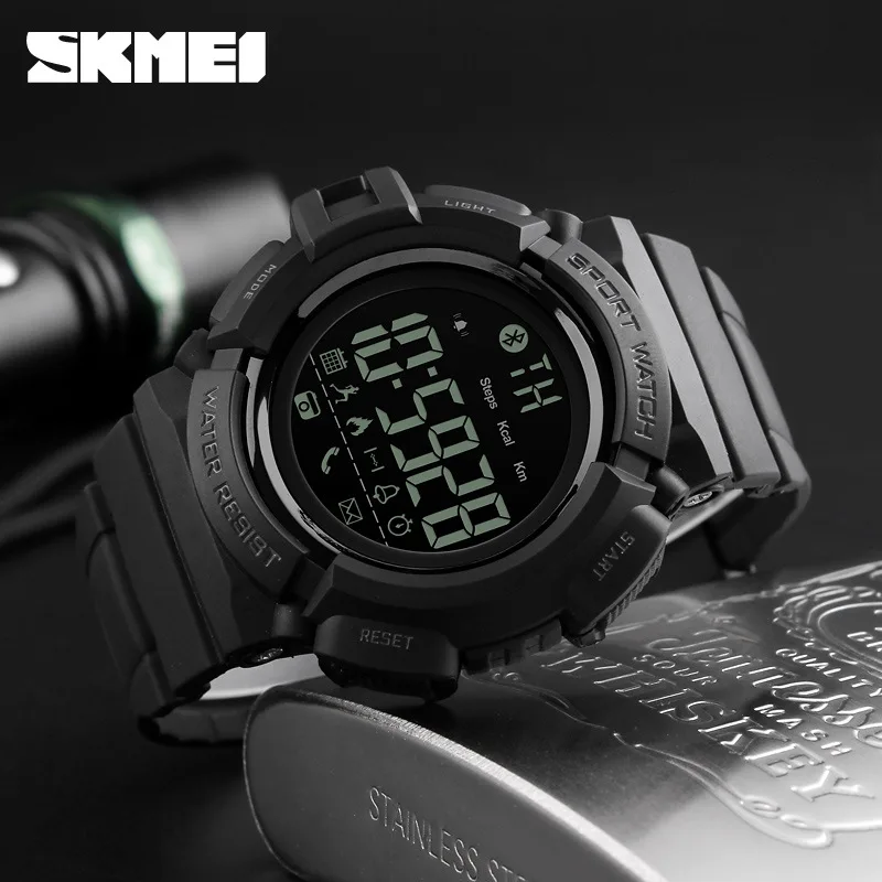 Skmei New Mobile Phone Bluetooth Sports Waterproof Electronic Watch Smart Step Counting Reminder Watch Support IOS Android