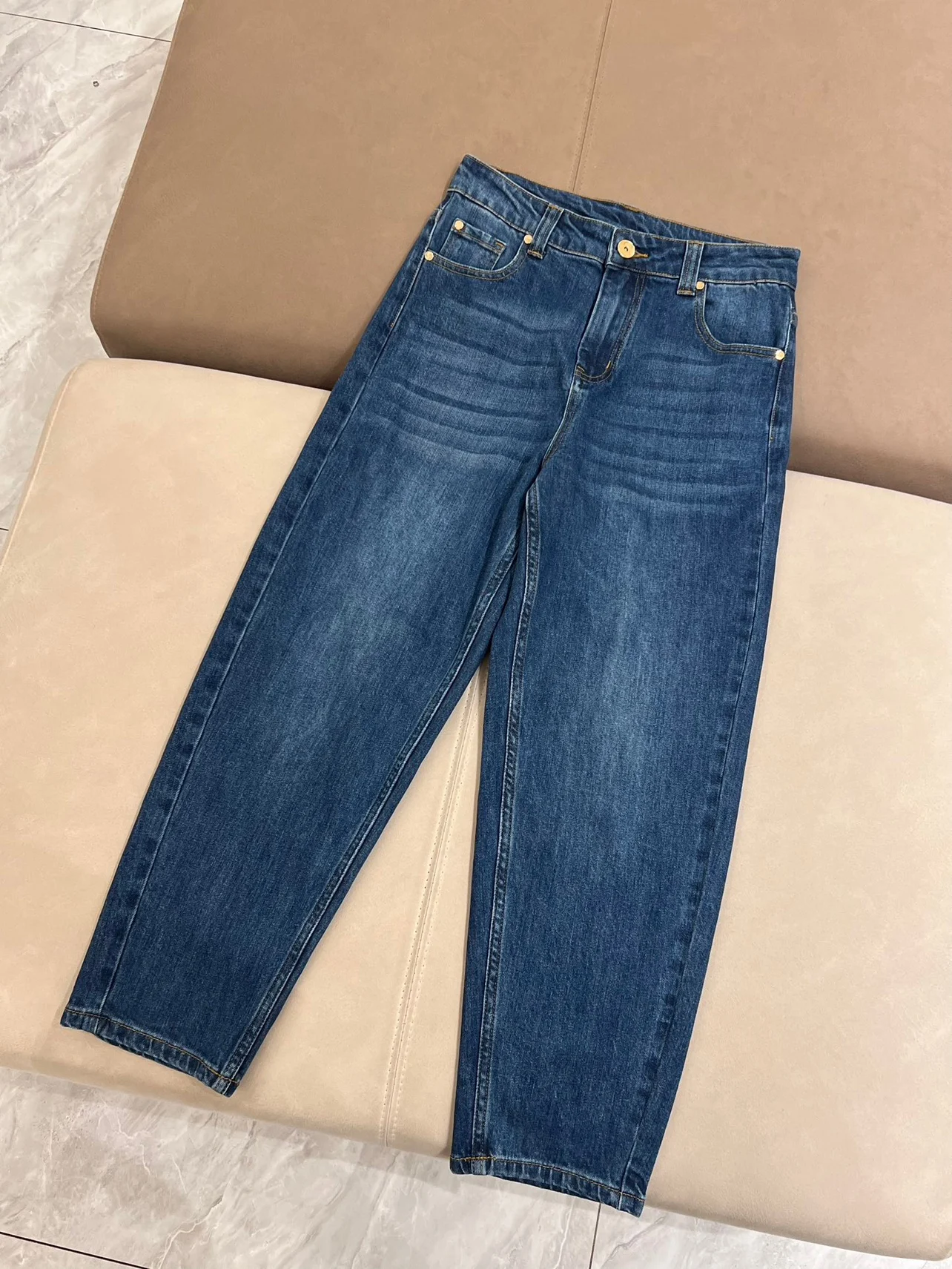 2024 New Women\'S Jeans Slim Versatile Casual Retro High-Waisted Tapered Denim Jeans Straight Pants Female