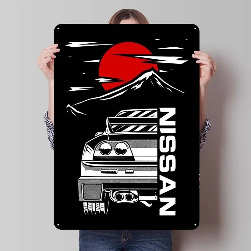 Nissan R33 Sign Customizable Cars Poster Vintage Decor Retro Metal Tin Signs for Garage Wall Art Decoration Interior Coffee Bar