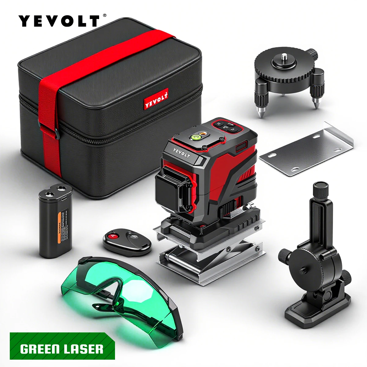 

YEVOLT 12/16-Line 3D/4D Laser Level Quick Self-Leveling (3s) IP54 Dustproof & Splashproof Low-Light Conditions Anti-Shock Design