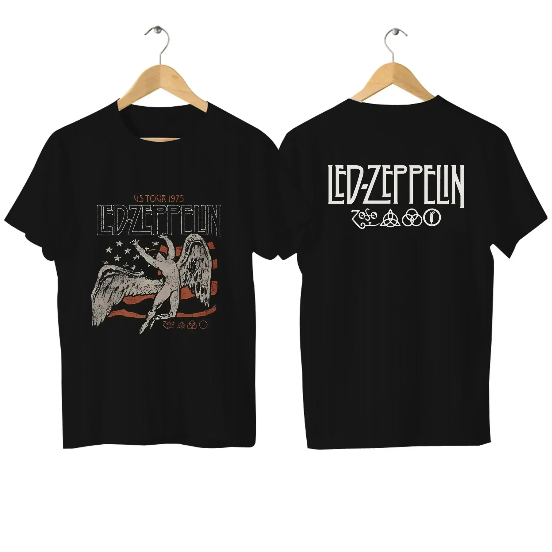 2024 Men US 1975 Tour Flag T Shirt for Men Casual Zeppelin T-shirt Graphic Oversized Sports Top Led Comfortable Streetwear S-4XL