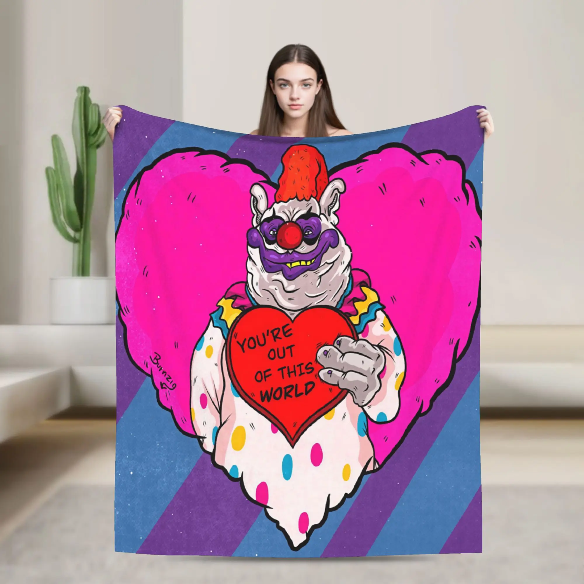 Killer Klowns From Outer Space Wax Flannel Blankets  Soft Bedding Throws for Couch Bed Travel Graphic Bedspread Sofa Bed Cover