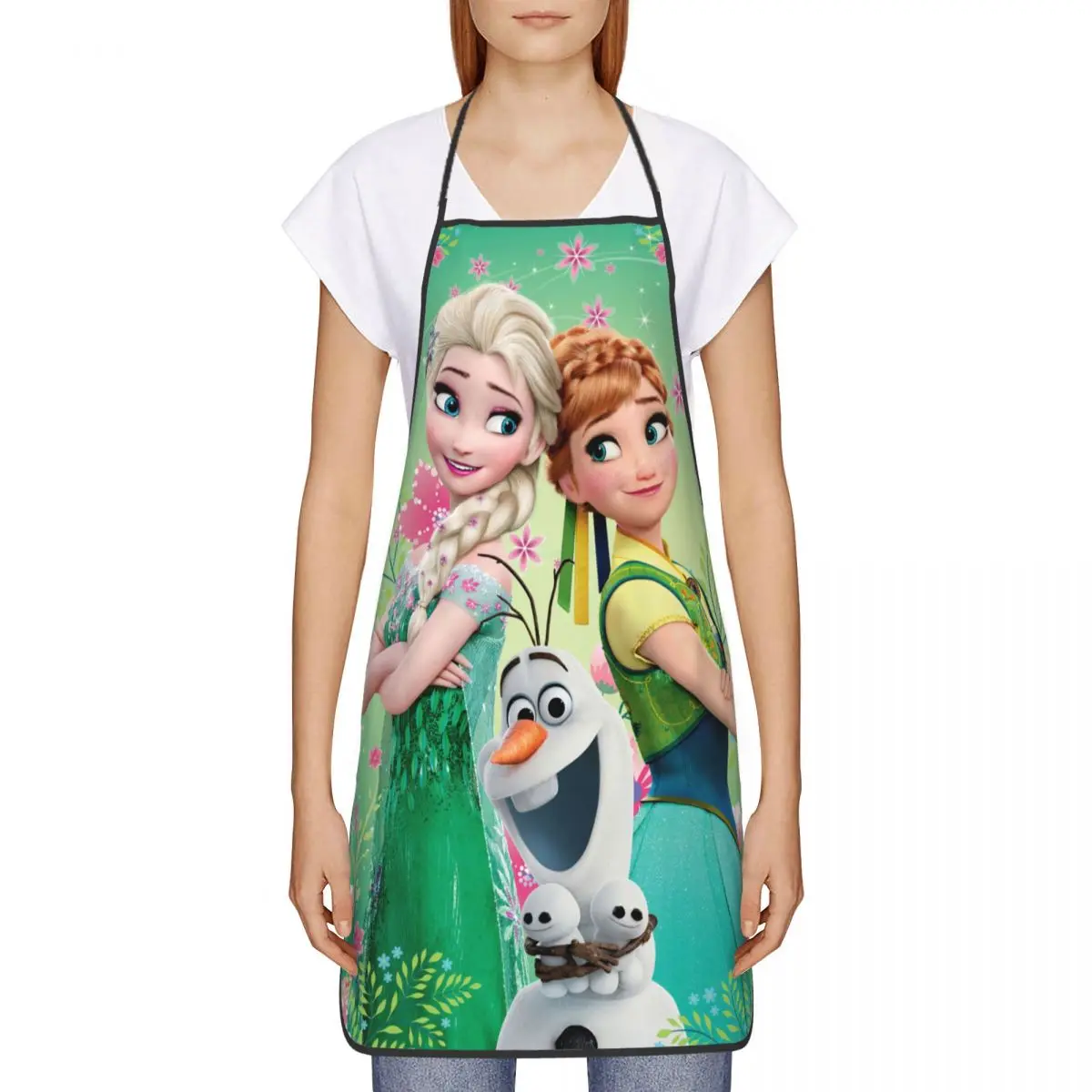 Custom Bib Cartoon Frozen Princess Apron Men Women Unisex Adult Chef Cooking Kitchen Tablier Cuisine Gardening