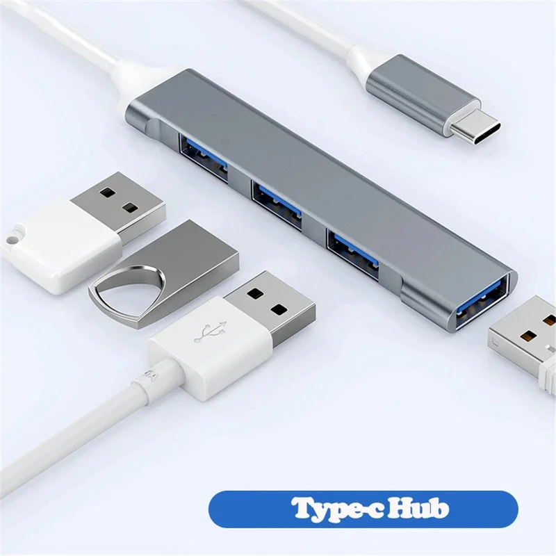 Hub USB 3.0, Hub USB de 4 Portas, Divisor Tipo C de Alta Velocidade 5Gbps para Acessórios de Computador, Hub Multiportas com 4 Portas USB 3.0 e 2.0