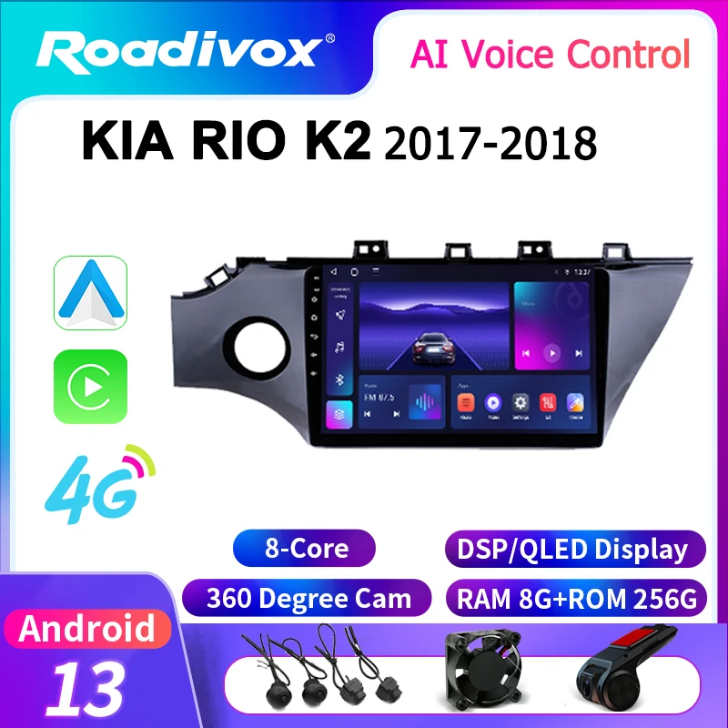 

roadivox Android car radio for KIA RIO K2 2017 2018 stereo GPS Navigation video Multimedia Player tape recorder carplay no 2din