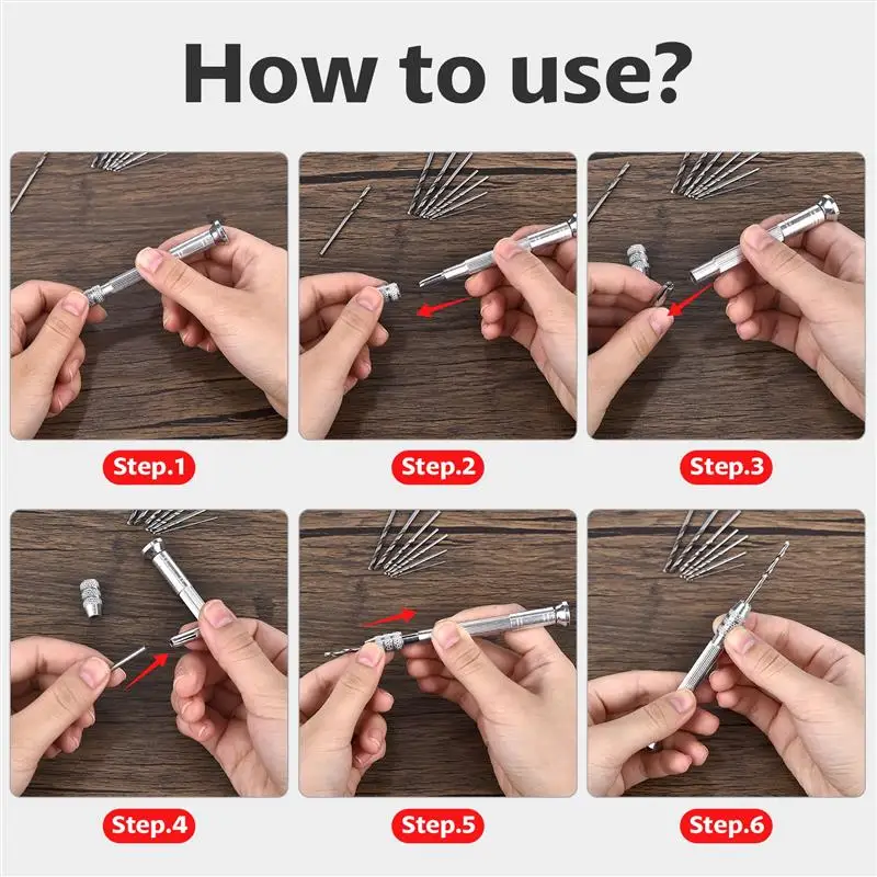 Micro Mini Aluminum Hand Drill Bits Set Manual Pin Woodworking For Model Resin Zinc Alloy Jewelry Hole Maker Puncher Mold Tools - Image 6