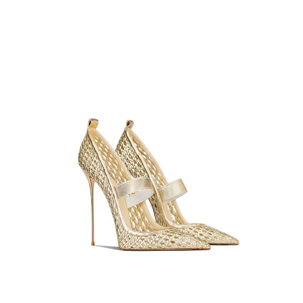 

2025 Summer New Women High Heel Sandals Light Gold Sweet Versatile Dress Shoes