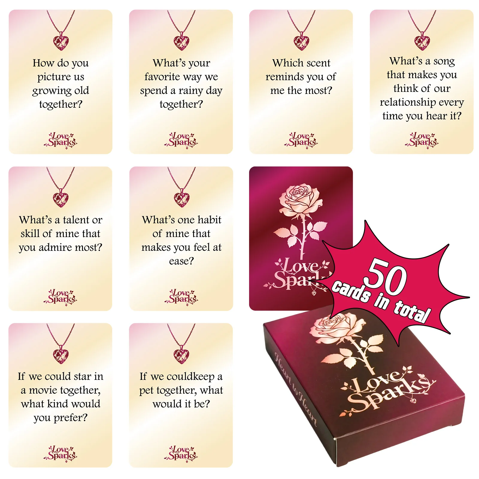 50PCS Couple Conversation Interaction Cards Partner Emotional Exchange Playing Cards Relationship Building Leisure Game Set