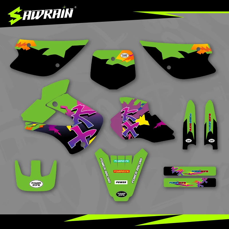 

Sawrain Motorcycle Graphics Backgrounds Decal Stickers Kits for KAWASAKI 98-04KX80 01