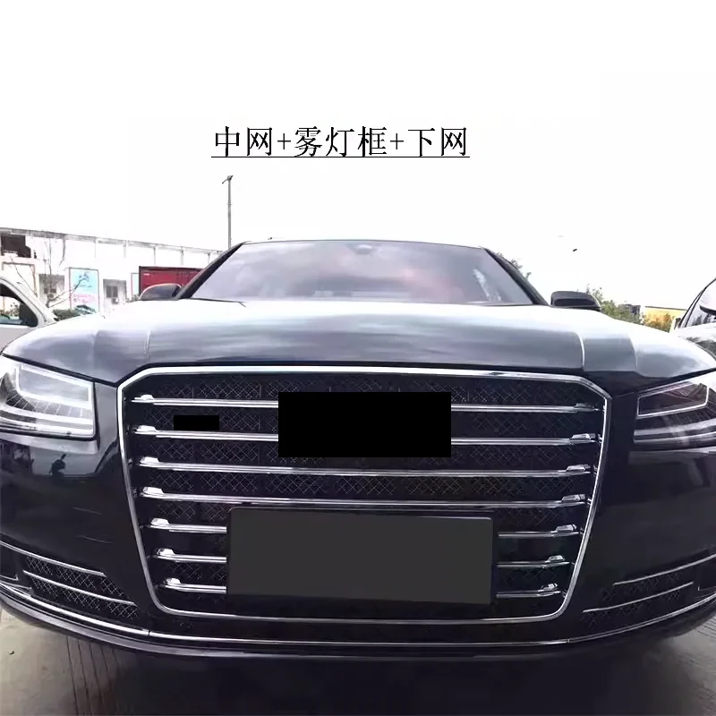 Car Front Bumper Grill For Audi A8 15-18 modified Fog light Frame Mask net Radiator Bottom Grille body Kit Car Accessories