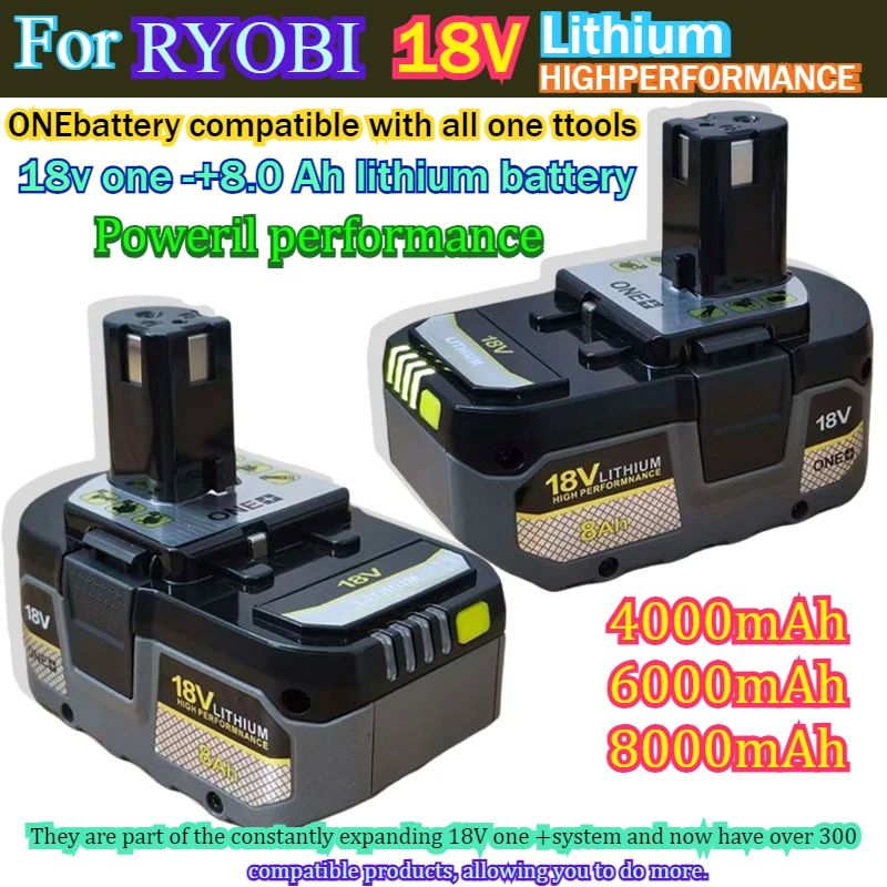 

4/8Ah For RYOBI P108 18V Battery Lithium-Ion Power Tools Ryobi P108 P107 P105 P104 P103 P102 18V Battery Tool Replacement