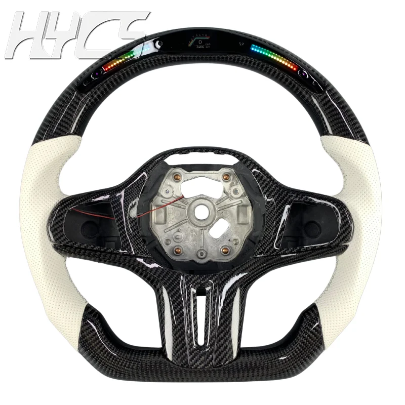 

Car Carbon Fiber LED Leather Sports Steering Wheel for BMW M2 M3 M4 M340i G20 G30 G21 G82 G05 G06 G07 G15 Without airbags