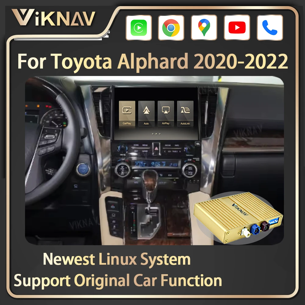 Viknav Linux System For Toyota Alphard 2020-2022 OEM Decoder Interface Box Multimedia Android Auto Wireless LVDS Carplay Player