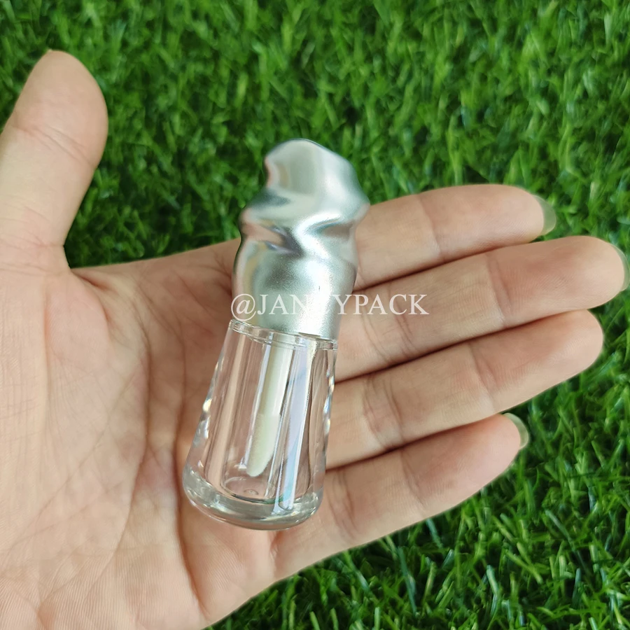 

Уникальный дизайн, матовый серебристый пустой тюбик для блеска для губ, частная марка, 3,5 мл, косметическая упаковка, контейнер для блеска для губ