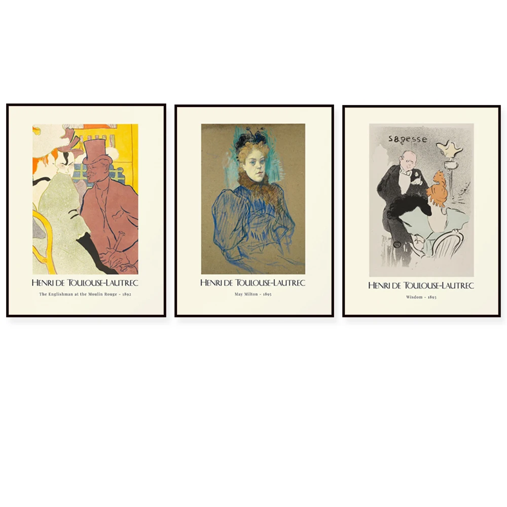 

Henri de Toulouse, Lautrec exhibition poster, vintage portrait, Art Nouveau figure print