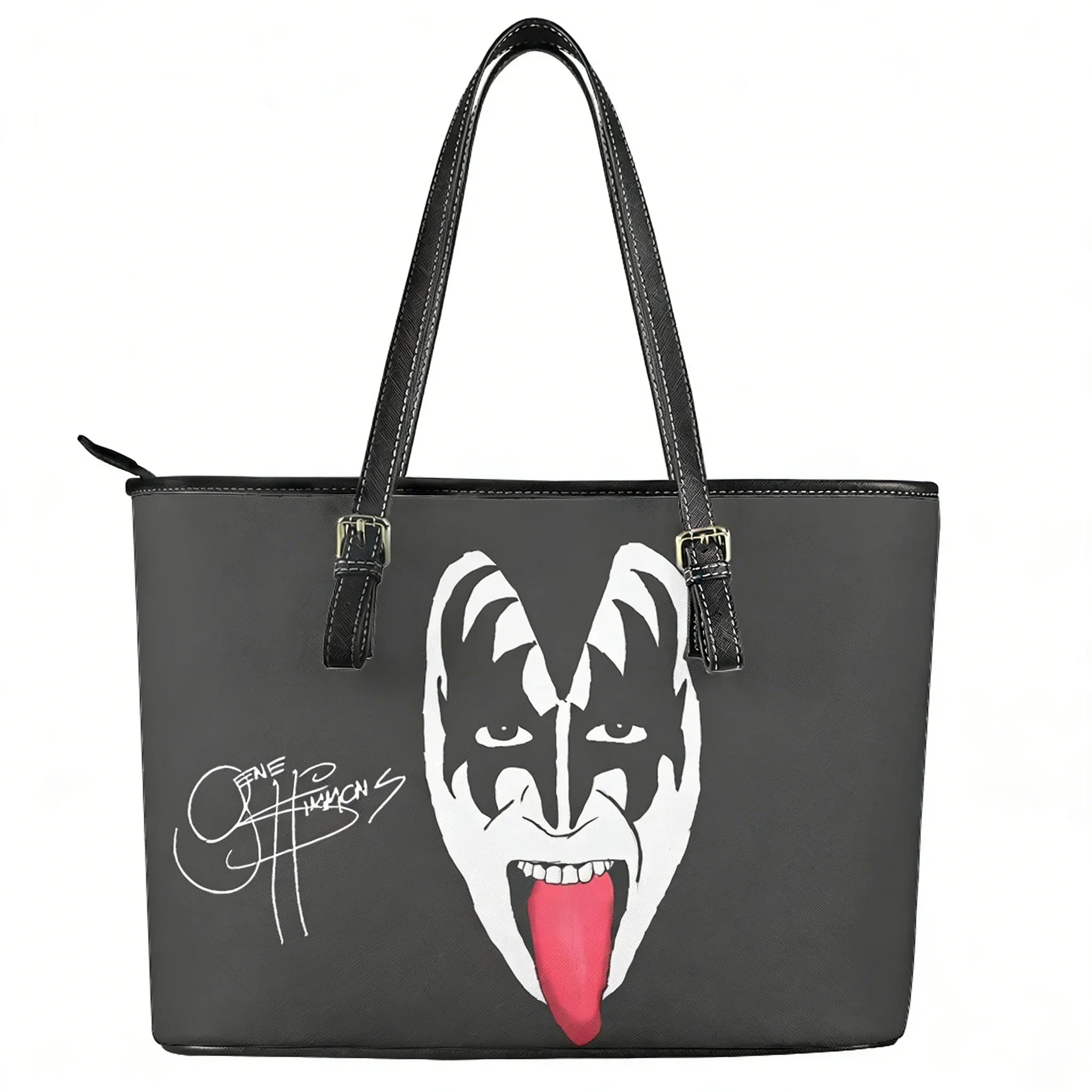 

Gene The Demon Simmons Kiss Custom Handbag Womens Mens Personalized Tote Bag Shoulder Bag Business Leather Purse Travel Bag Gift