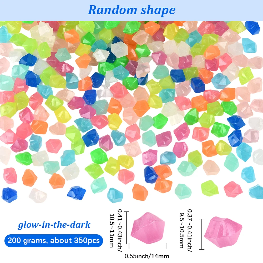 200G Glow in The Dark Rocks Cube Vase Filler Luminous Acrylic Ice Colorful Decorative Summer No Hole Beads Fillers Accessories