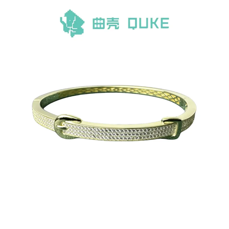 Free shippingnew high quality belt buckle element with Diamond full Sky star 925 sterling silver plated 14K gold bracelet for Wo