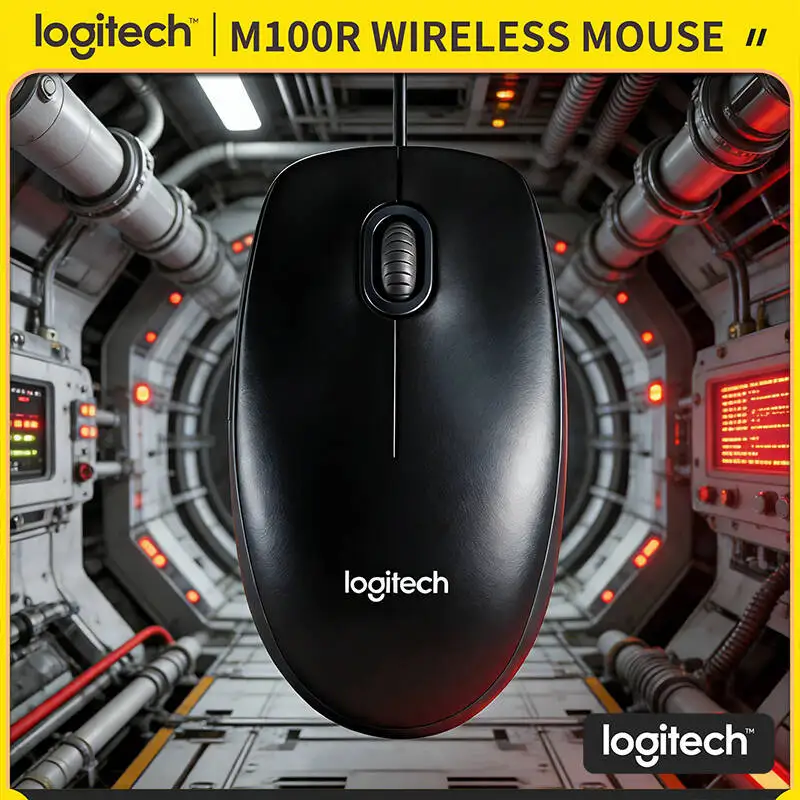 

Оригинальная проводная USB-мышь Logitech M100R для левшей и правшей, оптическое отслеживание 1000 DPI, кабель 1,8 м, совместима для дома, офиса, школы