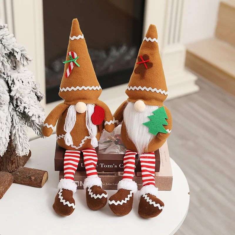 

New Christmas Decorations Faceless Doll, Long Leg Rudolf Dwarf Doll, Gingerbread Man Ornament