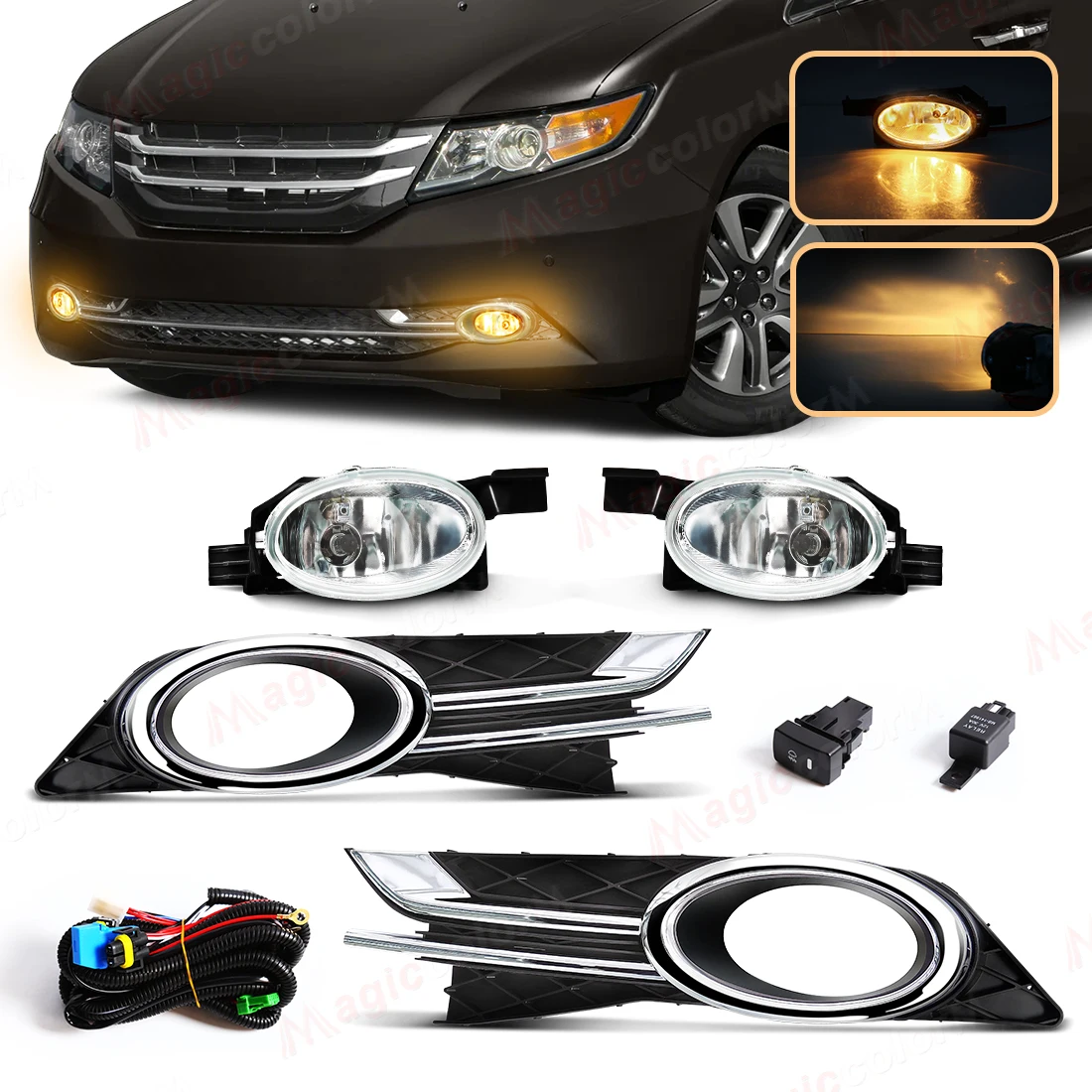 

Car Fog Lamps For Honda Odyssey 2014 2015 2016 2017 DRL Daytime Running Lights Auto Halogen Foglights Front Bumper Headlight 12V