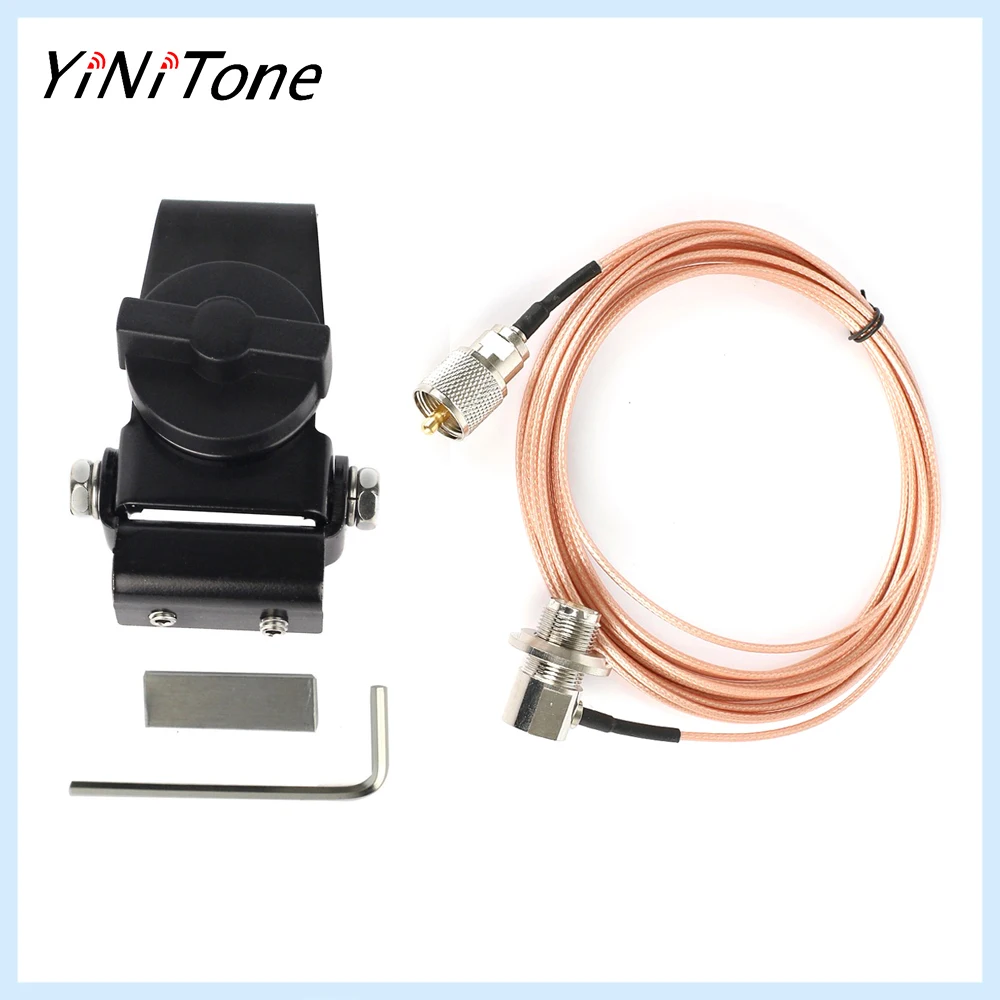 

RB-20 black CB Radio Universal Antenna Mount Clip Edge with 5M PL259 Extension Cable For QYT Baojie KT-8900R TH-9800