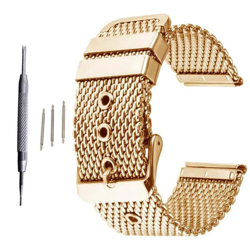 18mm 20mm 22mm 24mm Universal Milanese Watchband Watch Band Mesh Thickened 0.1 Line Stainless Steel Strap Wrist Belt Bracelet