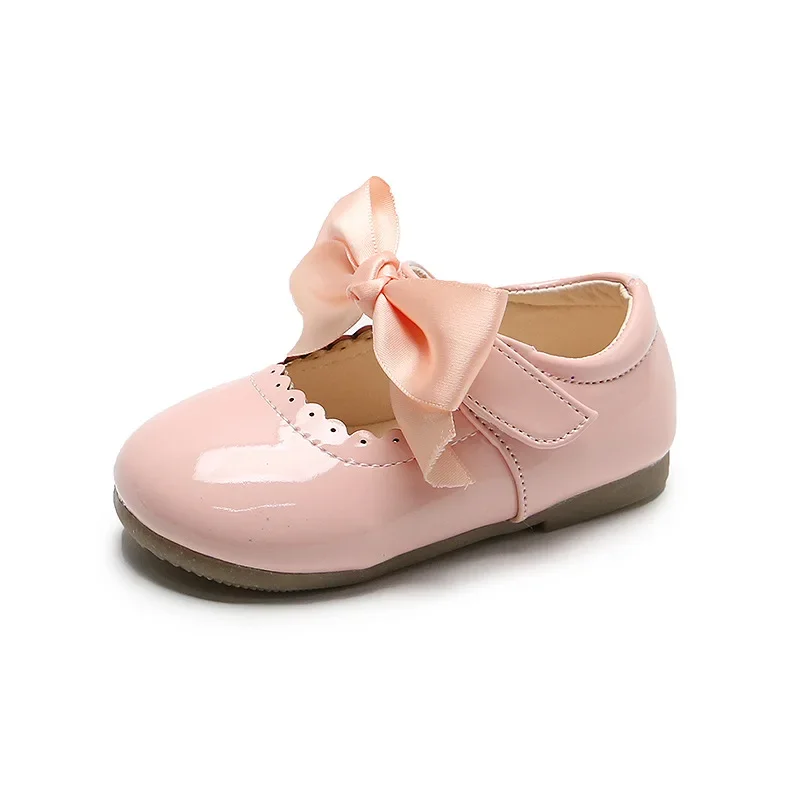 Princess Girls Shoes Toddlers Infants Leather Shoes Children's Flats With Ribbon Bow-knot PU Leather Kids Mary Janes Size15-30