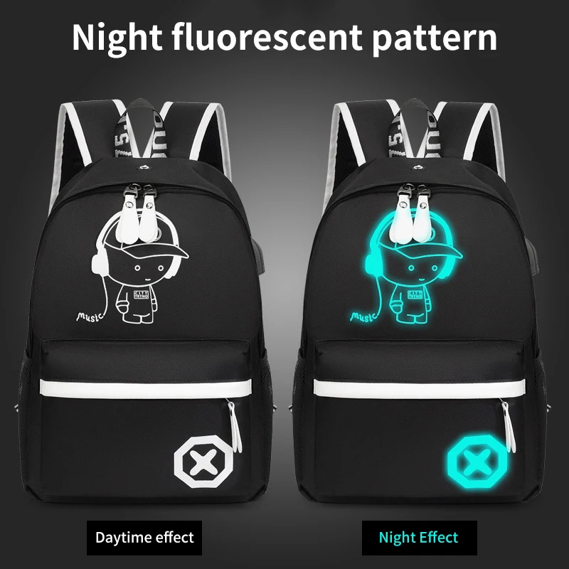 소년 소녀용 배낭 학교 가방, 애니메이션 발광 학교 배낭, 캐주얼 숄더 크로스바디 백 선물