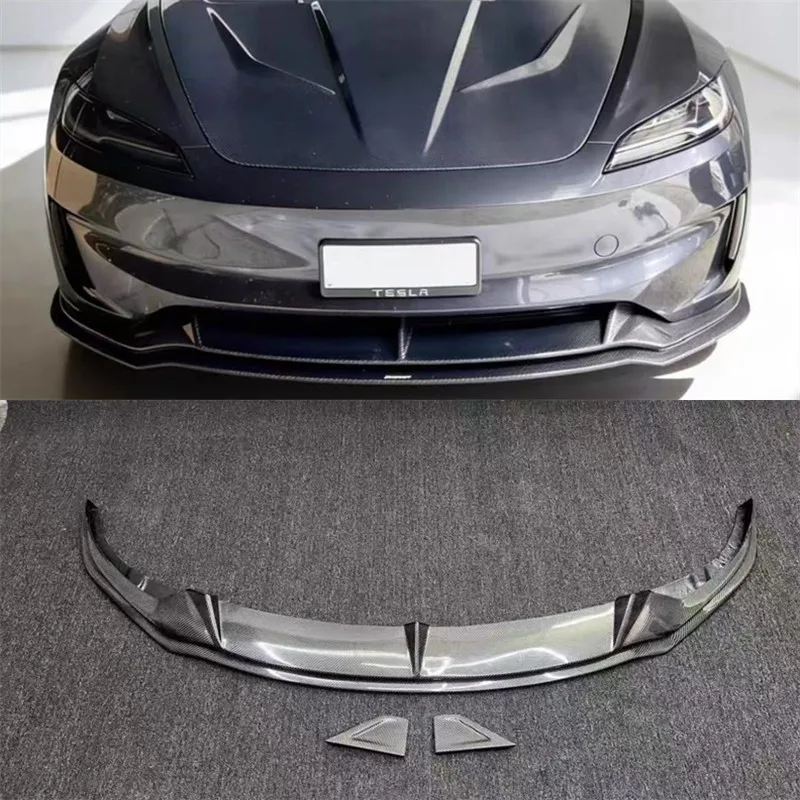 For Tesla Model 3 2023-2026 Real Carbon Fiber Front Lip Front Bumper Lower Lip Under Spoiler Splitter Body Kit