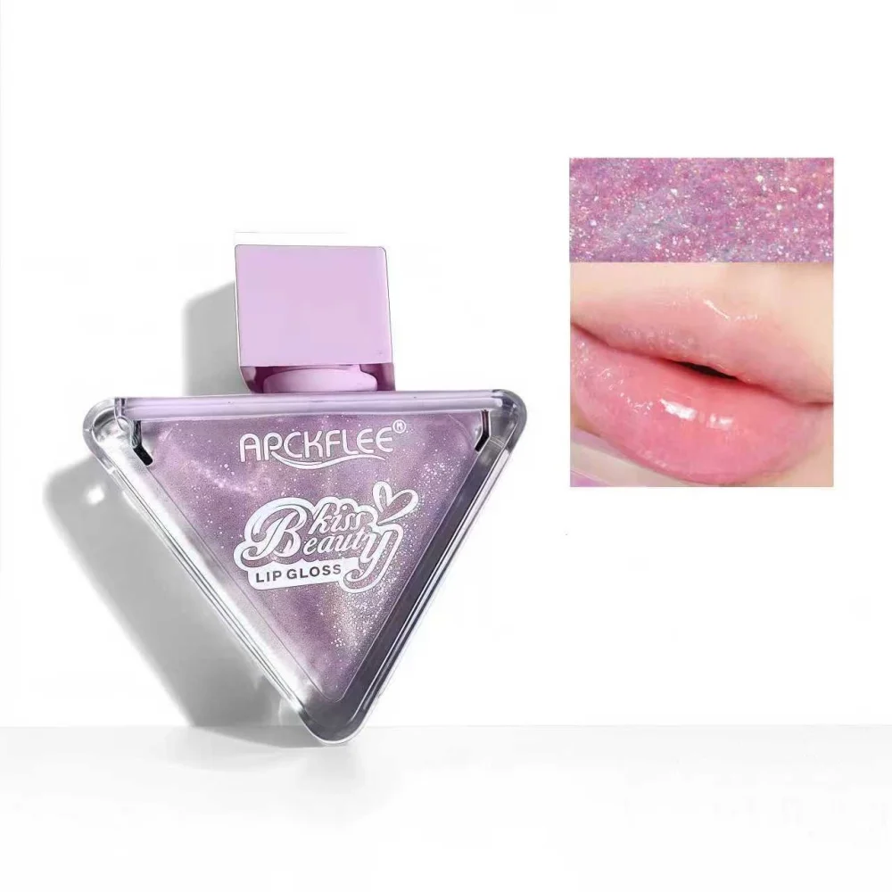 

Transparent triangular lip gloss, single pack, 3 colors available, with shimmer lip gloss, moisturizing and hydrating, whitening