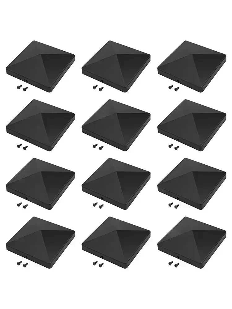 4x4 Post Cap Black Plastic Pyramid Cap Easy Installation Fade Resistance Material Pyramid Design Recessed Holes