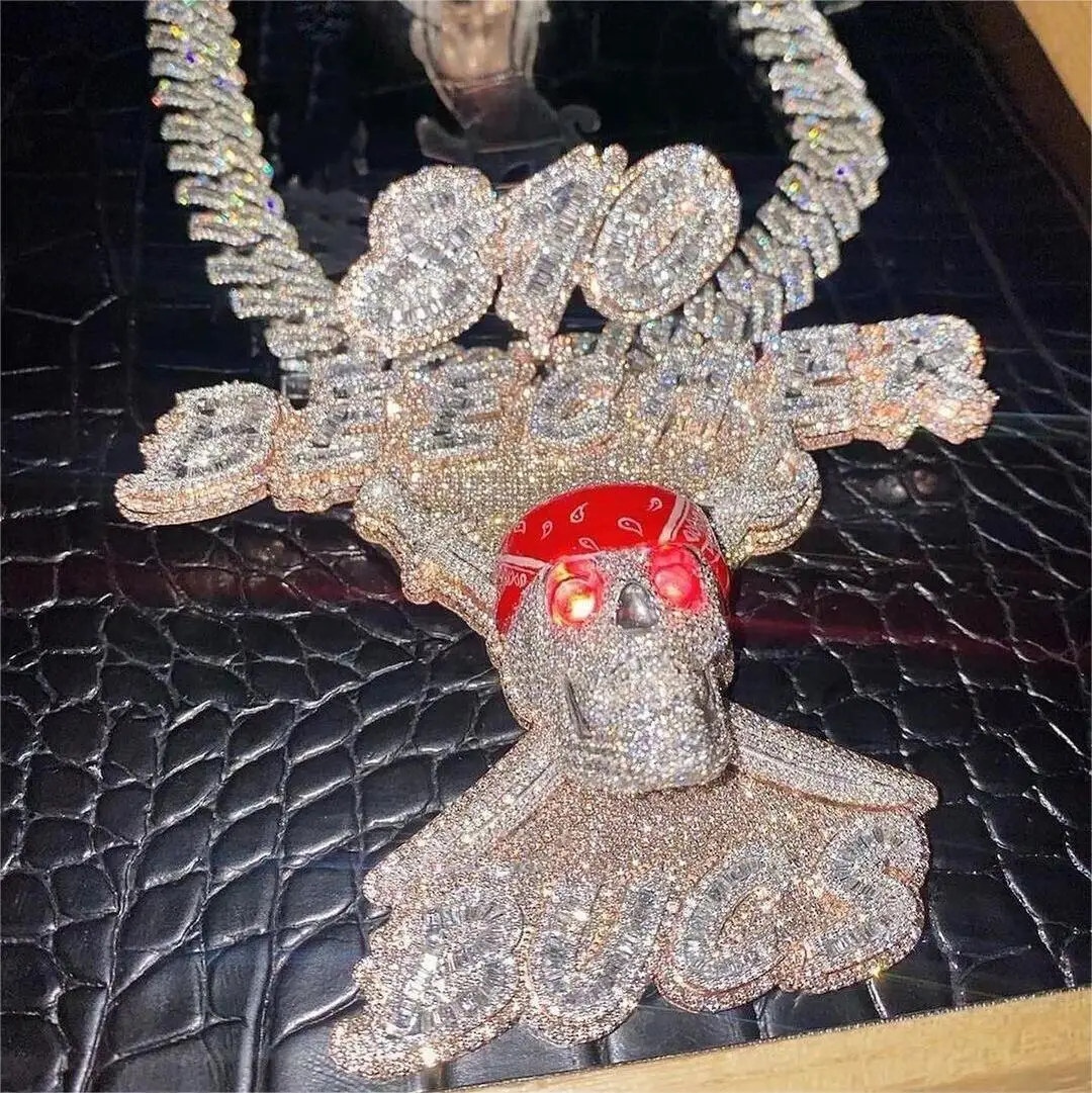 Pendant Necklace for Men, Diamond Money Skull Pendant, Hip Hop Rapper Jewelry,  Cuban Link Chain, Gift for Him cute accessories