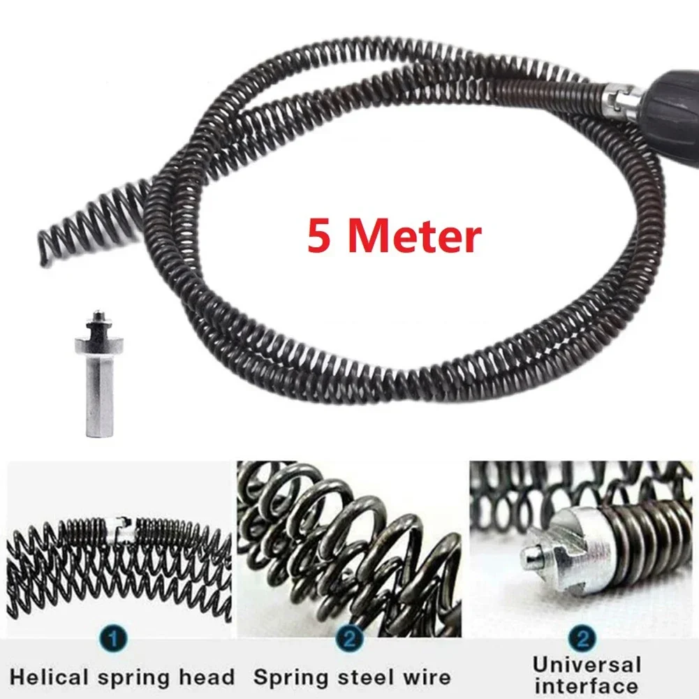 5/8/10 Meter Electric Drill Drain Dredging Spring Sink Cleaner Sewer Dredging Tool Kitchen Bathroom Sewer Cleaning Tool