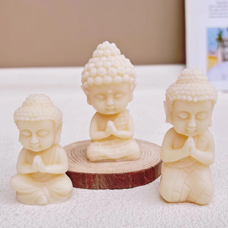 Small Buddha Candle Silicone Mold  Statue  Mould Handmade Plaster Cake Candy Gift